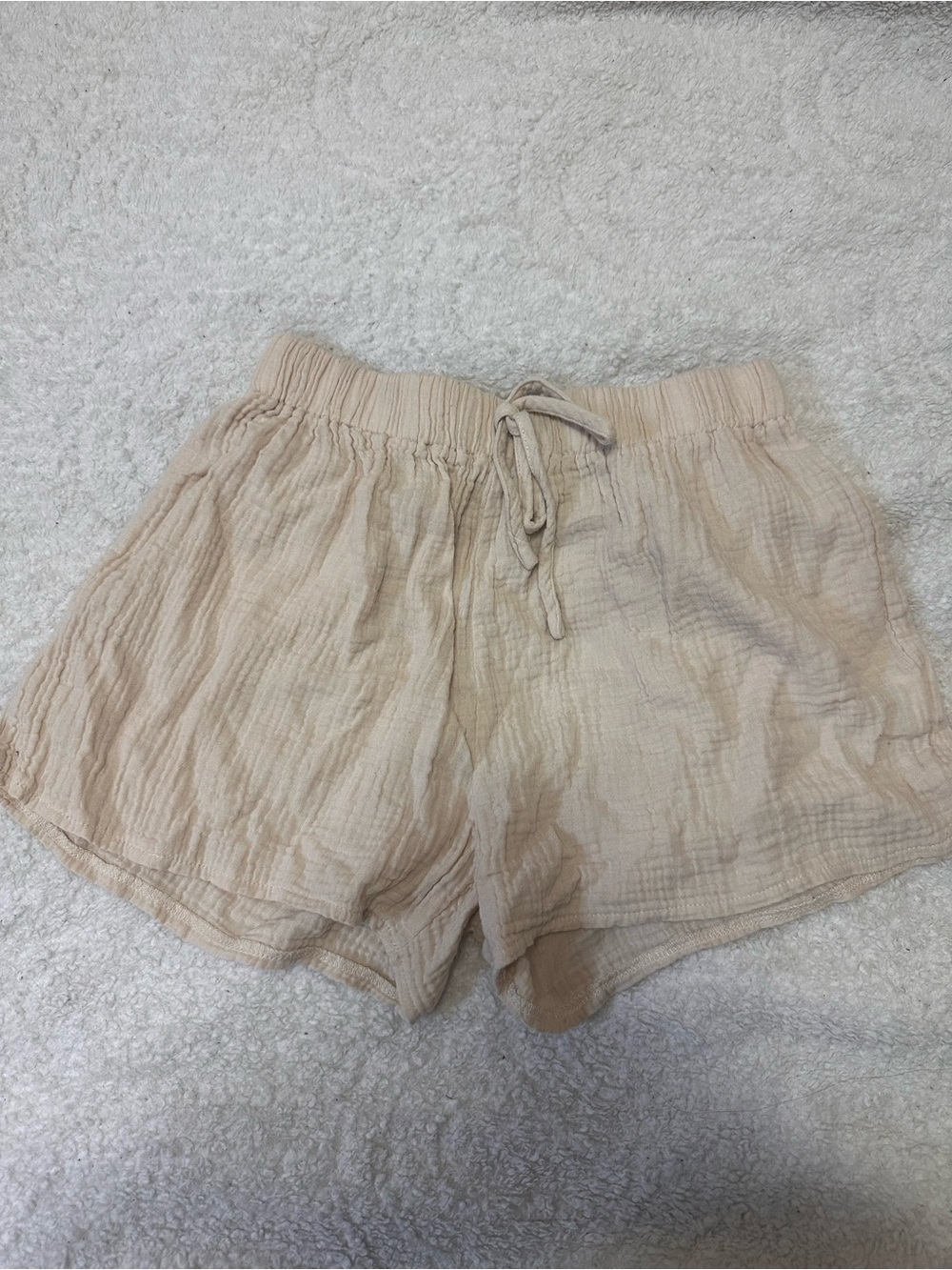 Beige Cotton Women's Drawstring Shorts